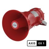 Altavoz AXIS XC1311 Explosion-Protected Network Horn Speaker con la marca EX visto desde el ángulo izquierdo