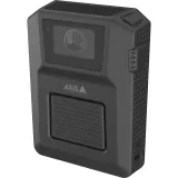 AXIS W102 Body Worn Camera di colore nero, vista dall'angolo sinistro
