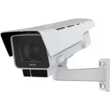 Axis box camera looking left on white background