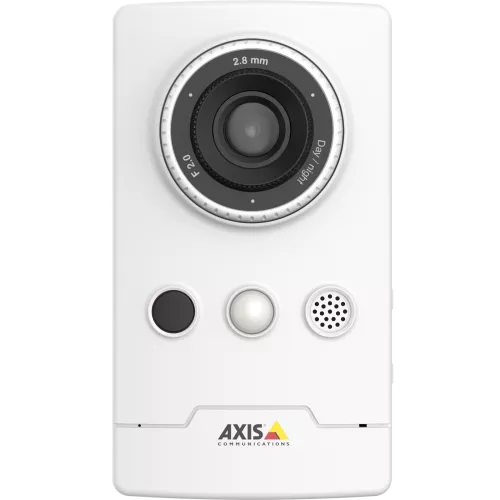 AXIS M1065-L IP Camera has PoE and edge storage. The camera is viewed from its font. 