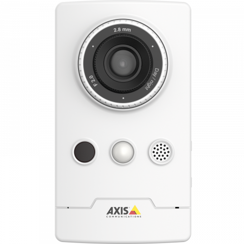 AXIS M1065-L IP Camera has PoE and edge storage. The camera is viewed from its font. 