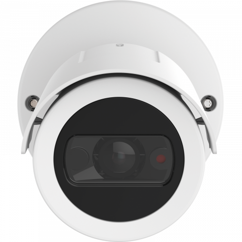 AXIS M2025-LE IP Camera w kolorze białym oglądana z przodu. 