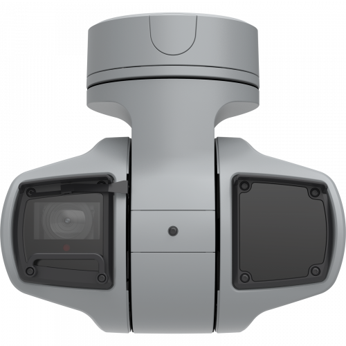 IP Camera AXIS Q6215-LE оснащена матрицей 1/2" для широкого динамического диапазона. Показан вид камеры спереди в подвешенном положении.