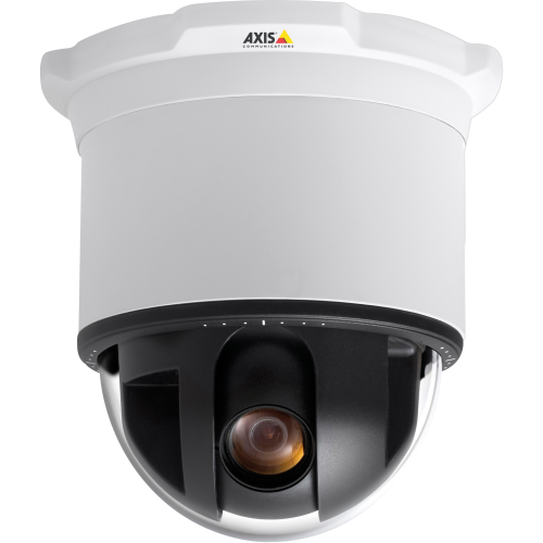 AXIS 233D High-speed dome camera with progressive scan and 35x zoom and pan/tilt performance. Shown from its front