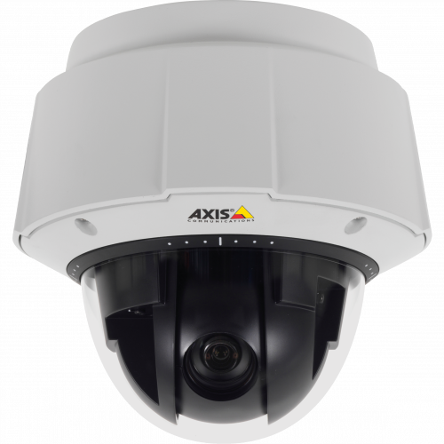 Outdoor-ready AXIS Q6034-E PTZ Dome provides HDTV, 18x optical zoom and high-speed pan/tilt performance.