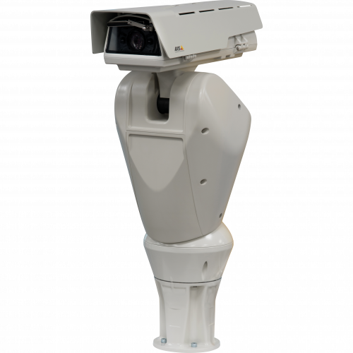 AXIS Q8665-E PTZ Network Camera has HDTV 1080p and 18x optical zoom. The camera is viewed from its left angle. 