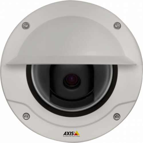 AXIS Q3504-VE is an outdoor ready fixed dome with WDR – Forensic Capture. The camera is viewed from its front. 