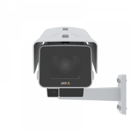Die AXIS P1377-LE IP Camera verfügt über OptimizedIR und Forensic WDR. Vorderansicht des Produkts.