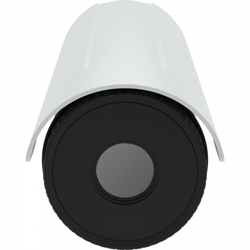 AXIS Q1941-E PT Mount vista desde el frente. La cámara puede instalarse fácilmente e integrarse con los sistemas de seguridad existentes