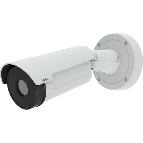 AXIS Q1942-E Thermal IP Camera mounted on wall viewed from left