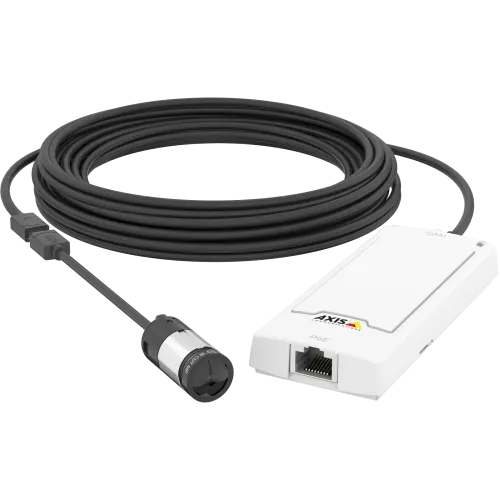  AXIS P1244 Network Camera has Power over Ethernet. The product is viewed from its front. 