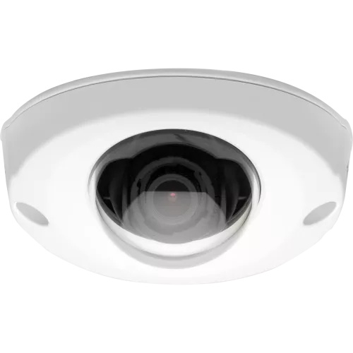 AXIS P3904-R Mk II IP Camera has a compact, rugged design. The product is viewed from its front, mounted in the ceiling.