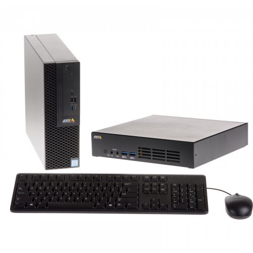 AXIS S9002-Mkll from the right angle together with a keyboard and S9101-Mkll from the left angle