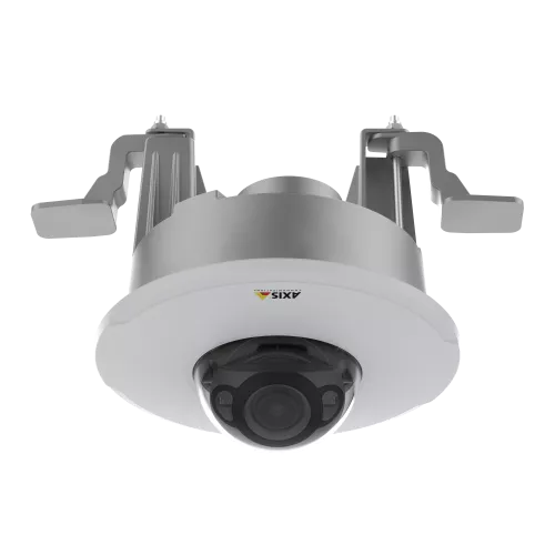 AXIS TM3207 Plenum Recessed silver mount with black camera viewed from its front