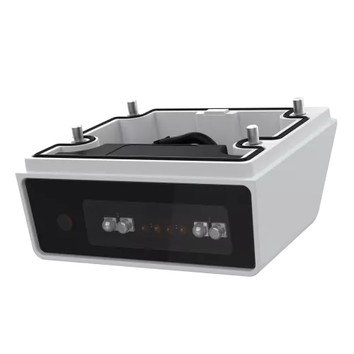 Black and white AXIS TQ1901-E IR Illuminator Kit viewed from its left side