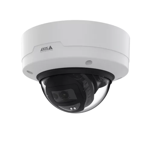 AXIS M3216-LVE in black and white, mounted in the celing