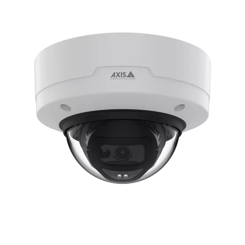 AXIS M3216-LVE in black and white, mounted in the celing