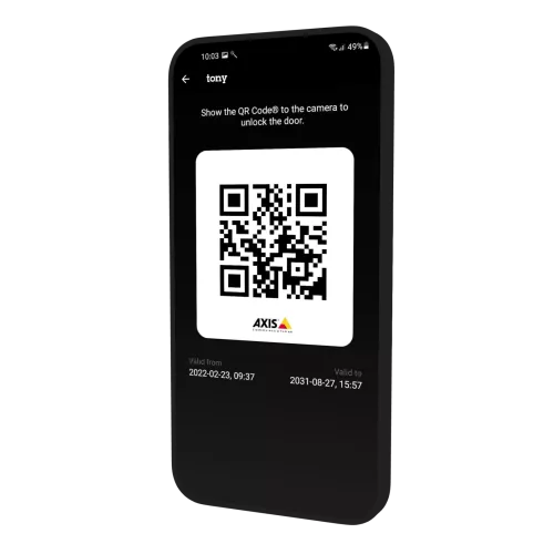 Aplicación AXIS Mobile Credential en smartphone.