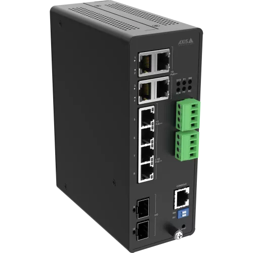 AXIS D8208-R Industrial PoE++ Switch, viewed from its right angle
