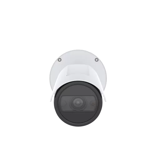 AXIS P1465-LE Bullet Camera, in Weiß mit Axis Logo, von vorne gesehen