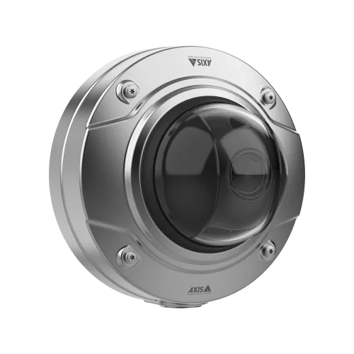 AXIS Q3538-SLVE mounted to wall, right angle.