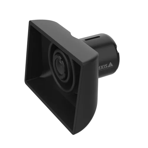 AXIS TF1801-R Lens Hood in black viewed on its left