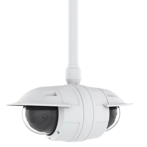 Two surveillance cameras mounted back-to-back for full coverage surveillance