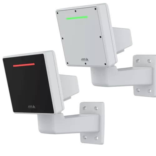 Two wall-mounted Axis radars with led-strips in red and green