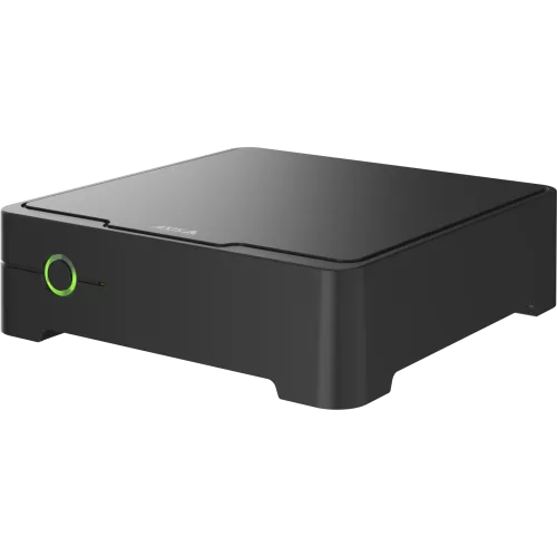 Black recorder AXIS S3008 MK II with a round button with green light.