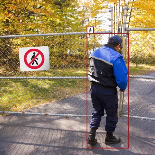 AXIS Object Analytics: guardia de seguridad junto a una puerta