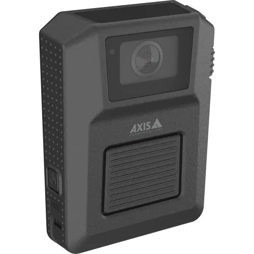 Caméra-piéton AXIS W102, noire, vue de son angle droit