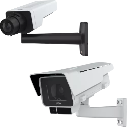 Two cameras with white background, angle left