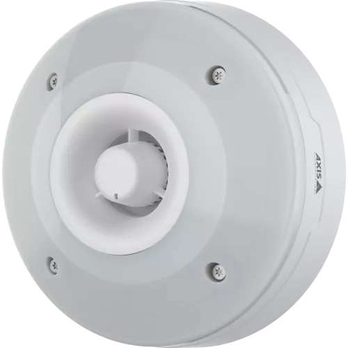 White AXIS D4100-VE Mk II Network Strobe Siren viewed from its left angle