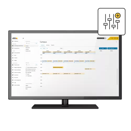 AXIS Audio Manager Pro with view of the scheduler