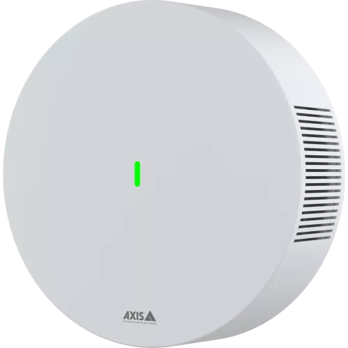 AXIS D6210 Air Quality sensor, white polycarbonate casing, viewed from the left 