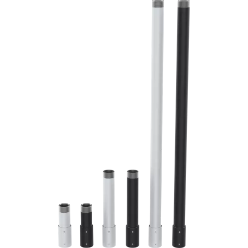 Series of pipes including AXIS TP3908-E Extension Pipe viewed from their fronts.