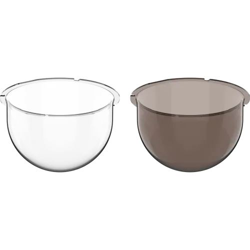 Clear and smoked AXIS TQ6817-E Hard-Coated Dome viewed from its front