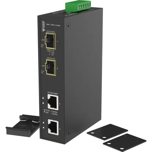 Black AXIS TU8008 Media Converter viewed from its right side