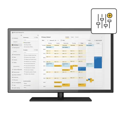 AXIS Audio Manager Pro with view of the scheduler