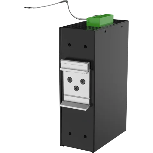 Produktbild der Rückseite des AXIS TU8007-R mit Installation der DIN-Schiene
