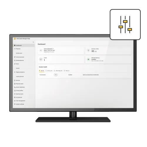 AXIS Audio Manager Edge application viewed from its front