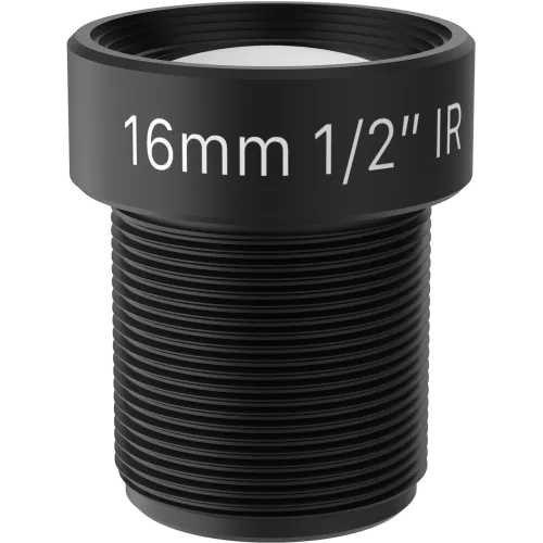 Lens M12 16 mm F1.8 IR viewed from its front (temporary image)