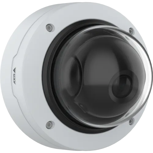 AXIS P3407-VE Dome camera in white, viewed from the right 