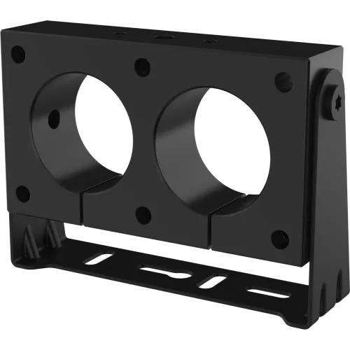 Black AXIS TF2001-E Dual Mount Bracket viewed from its left angle.