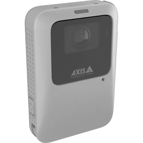 Gray AXIS W111 Body Worn Camera viewed from its right angle