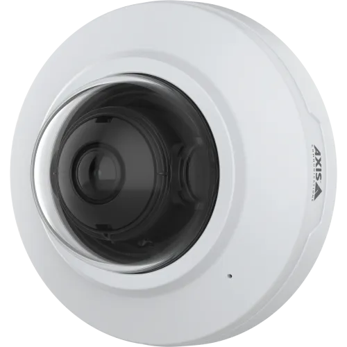 AXIS M3086-V mounted on wall, viewed from the left 