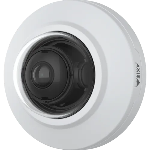 AXIS M3086-V mounted on wall, viewed from the left