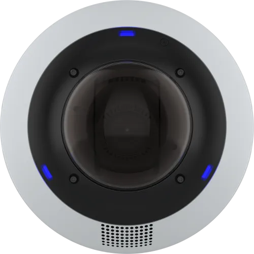 Product image of AXIS M5526-E with TQ5901 Audio Ring, led lights turned on
