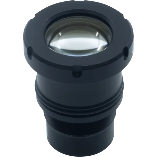 Black Lens M12 16 mm F1.8 IR viewed from its front