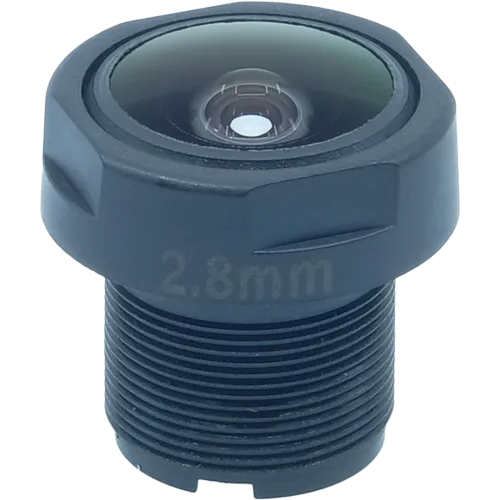 Lens M12 2.8mm viewed from its front side.